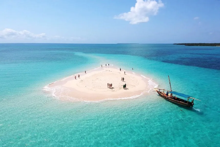 Zanzibar pristine white-sand beach with turquoise waters